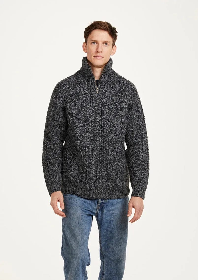 Handknit Men's Aran Cardigan | Silver