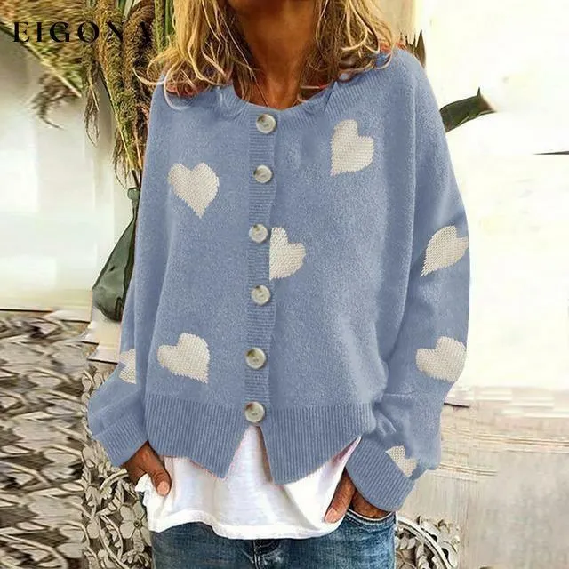 Heart Print Knitted Cardigan