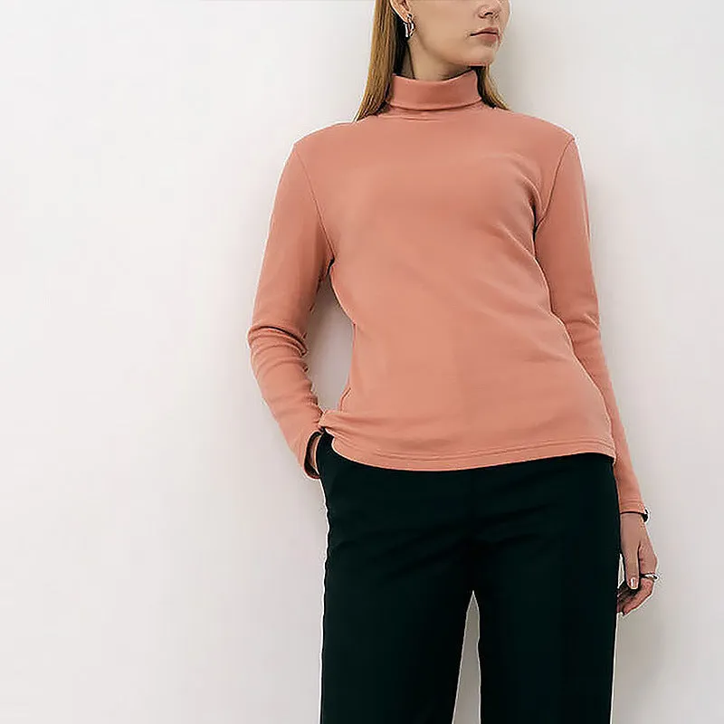 Heavy Turtleneck T shirt Autumn Winter Women High End Double Sided Brushed plus Thick Velvet Warm Top Inner Bottoming Shirt
