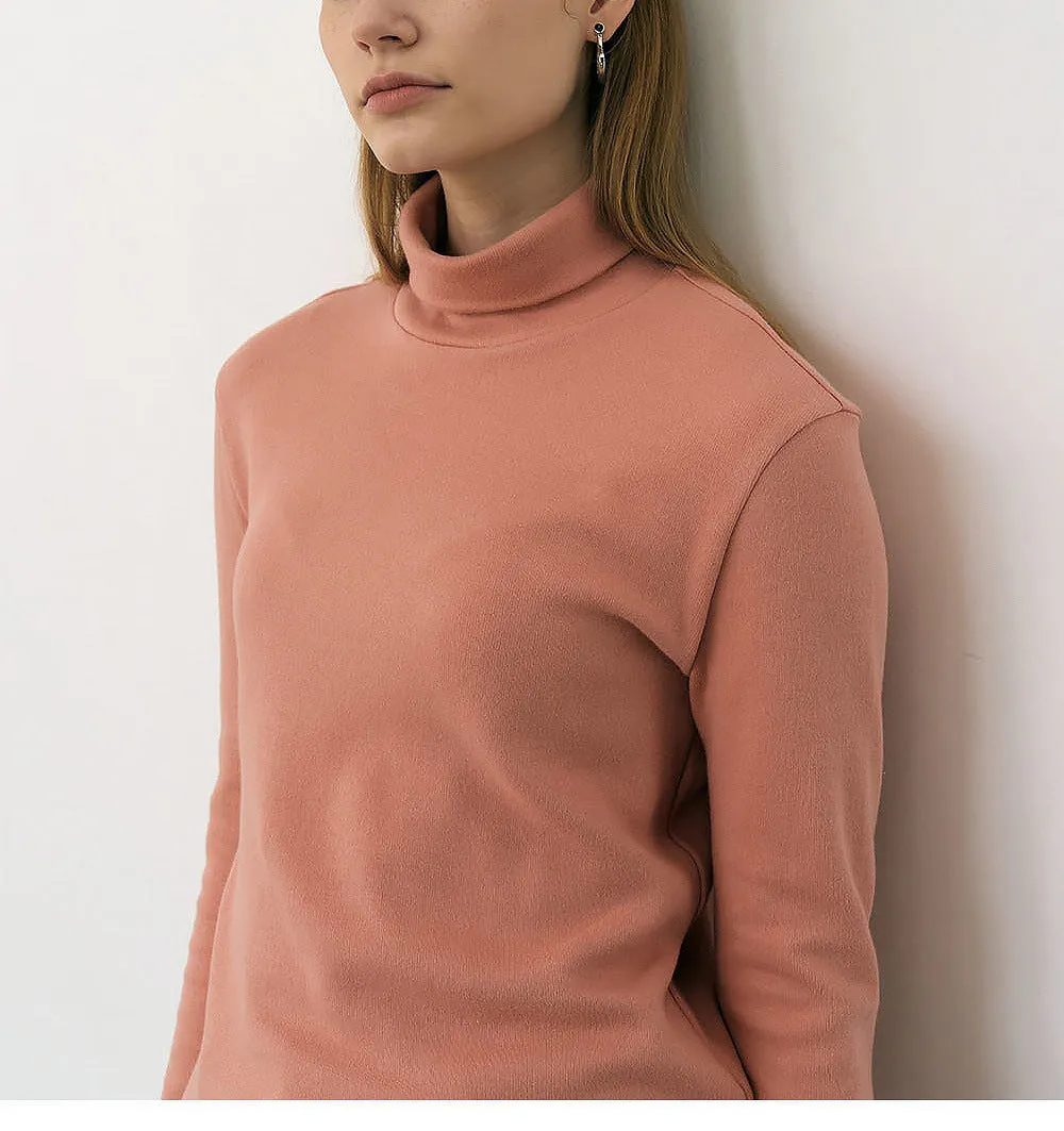 Heavy Turtleneck T shirt Autumn Winter Women High End Double Sided Brushed plus Thick Velvet Warm Top Inner Bottoming Shirt