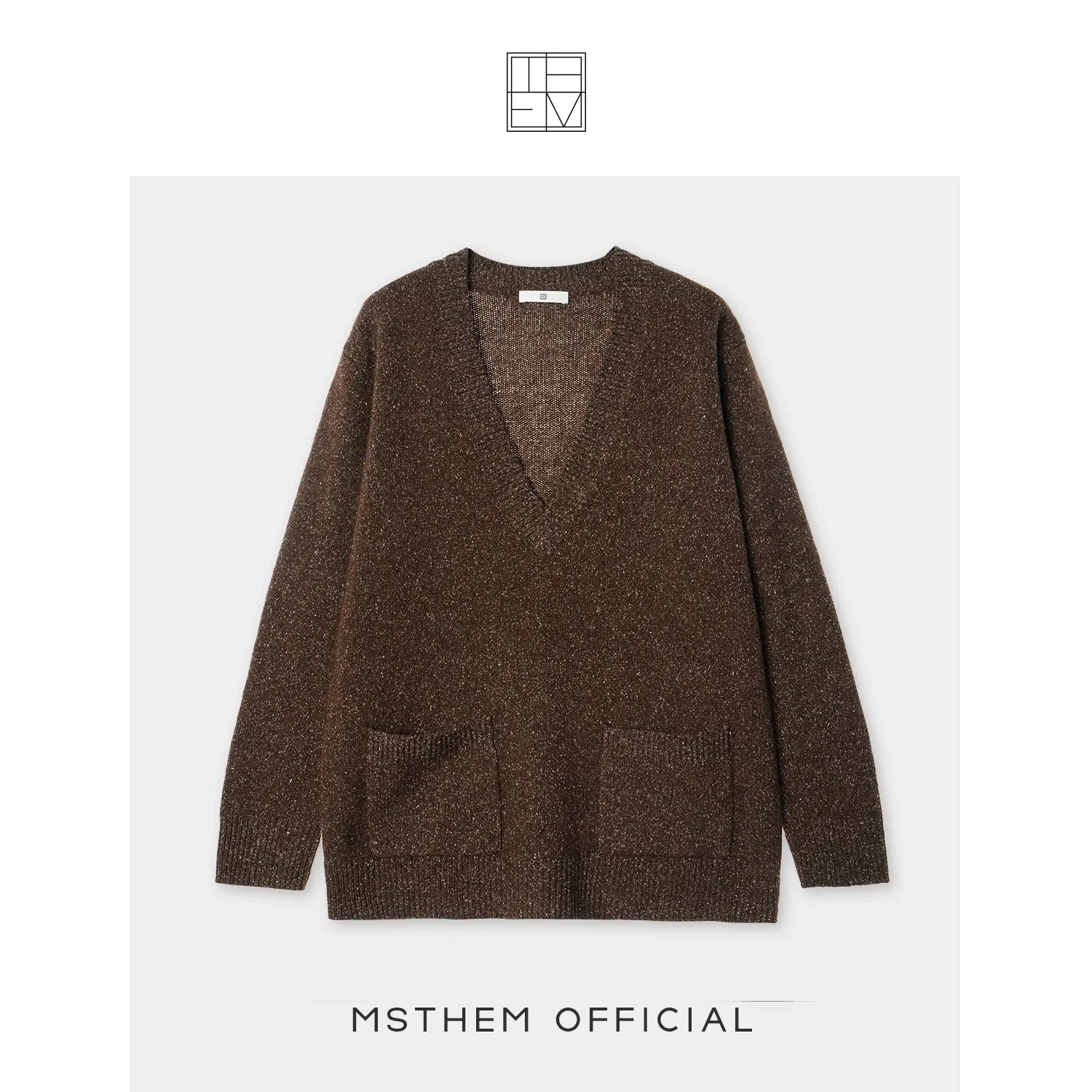 Heavy Wool Mixed Color V-Neck Sweater