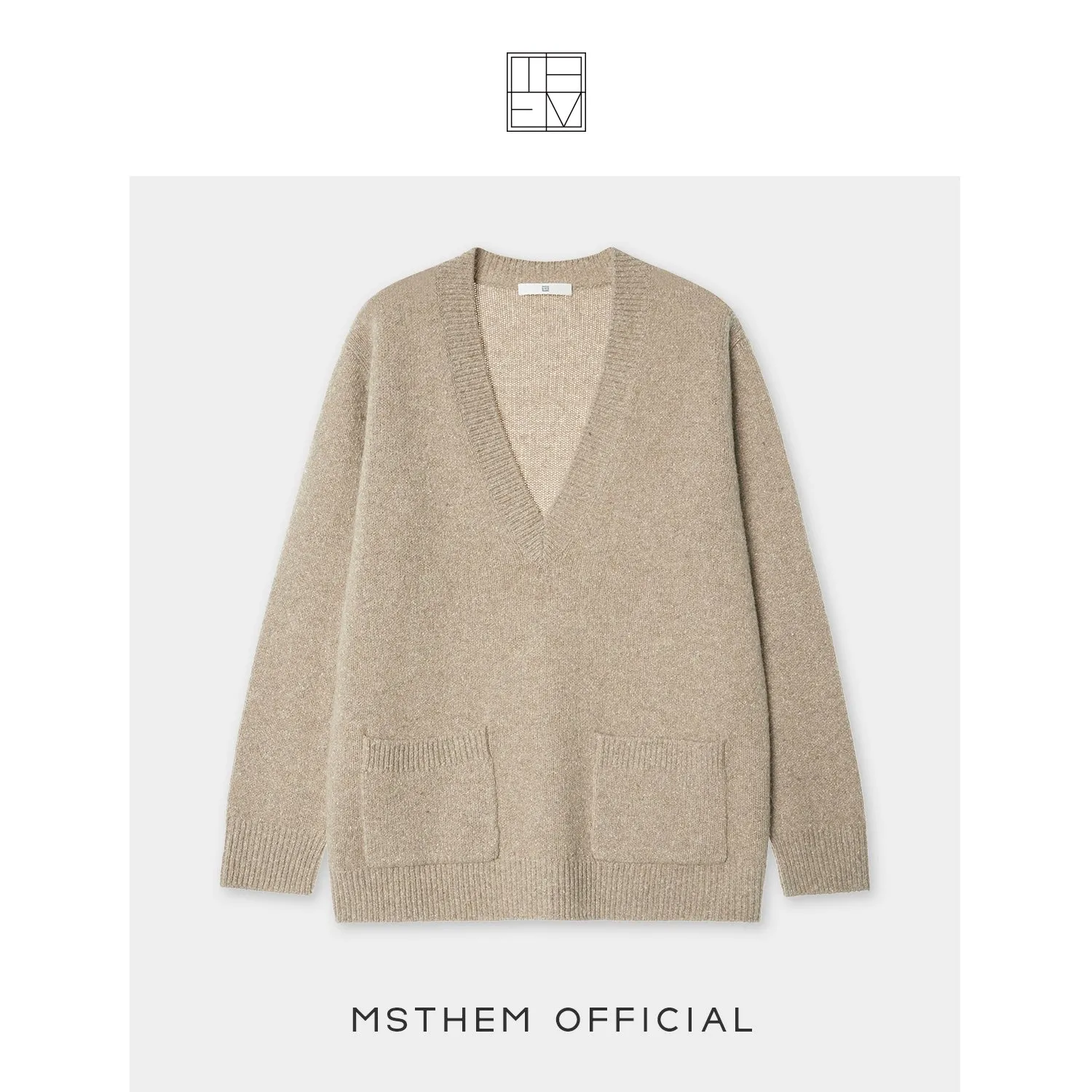 Heavy Wool Mixed Color V-Neck Sweater