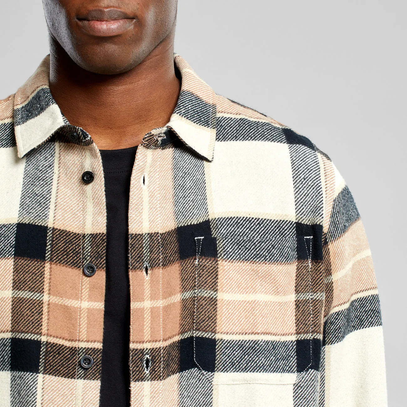 Hemd Rute Multi Check Oat White | DEDICATED