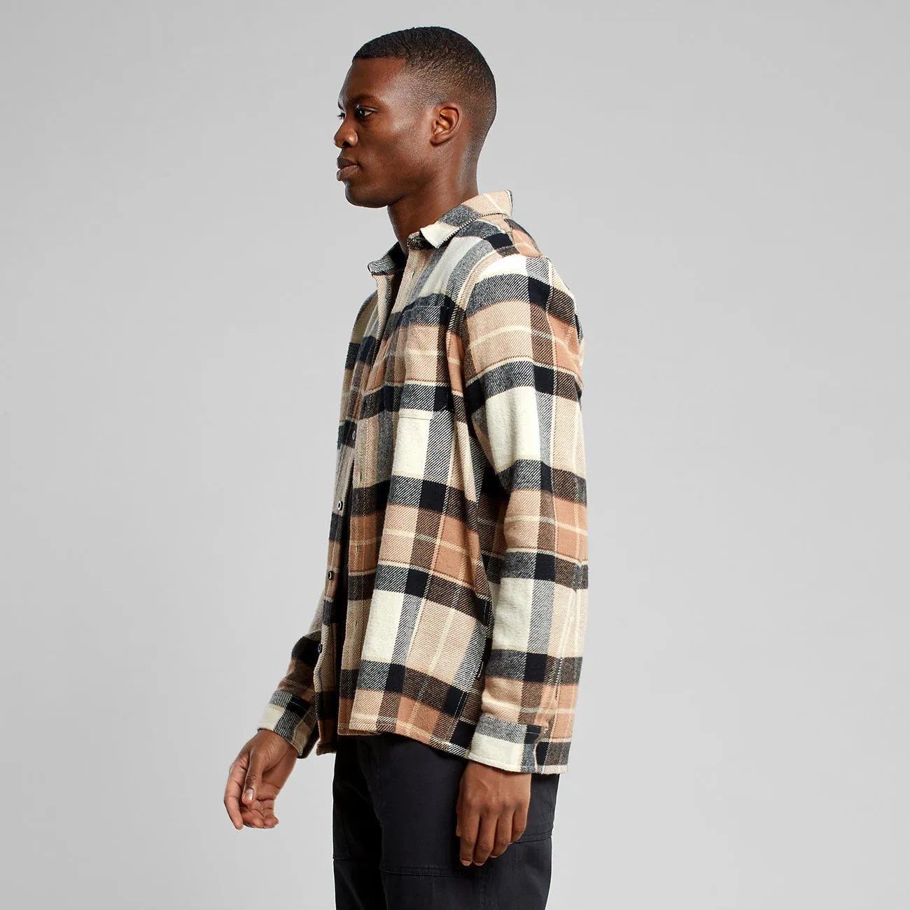 Hemd Rute Multi Check Oat White | DEDICATED
