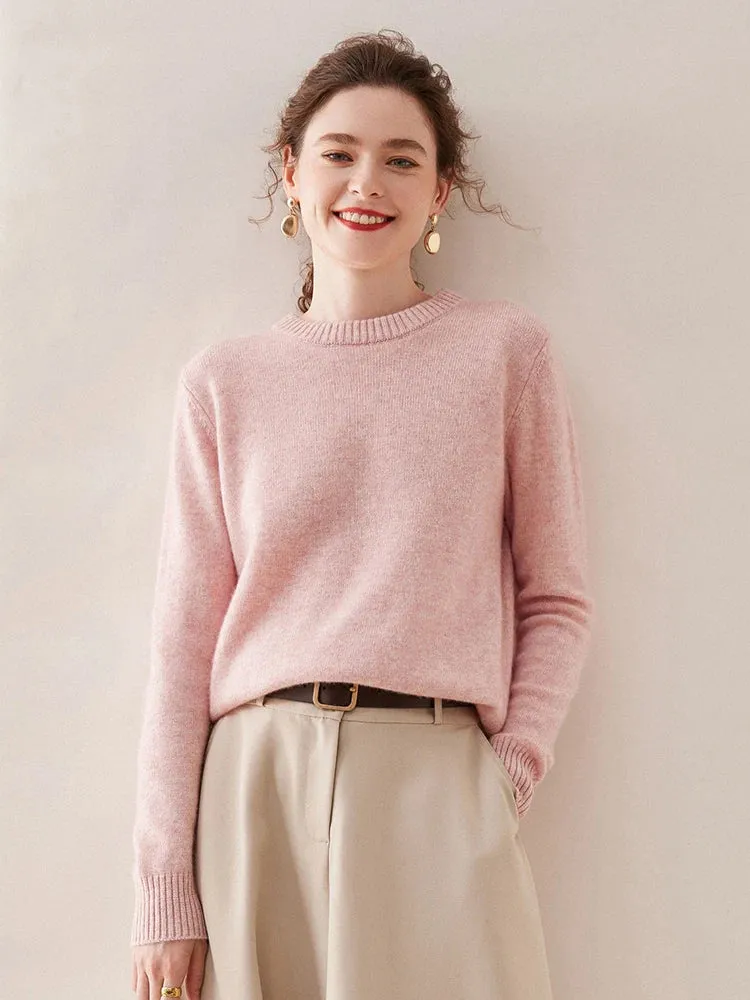 High Quality Autumn Winter 100% Cashmere Sweater Women O-Neck Pullover  Sweater Warm Loose-Fit Knitted Base Tops Clothing