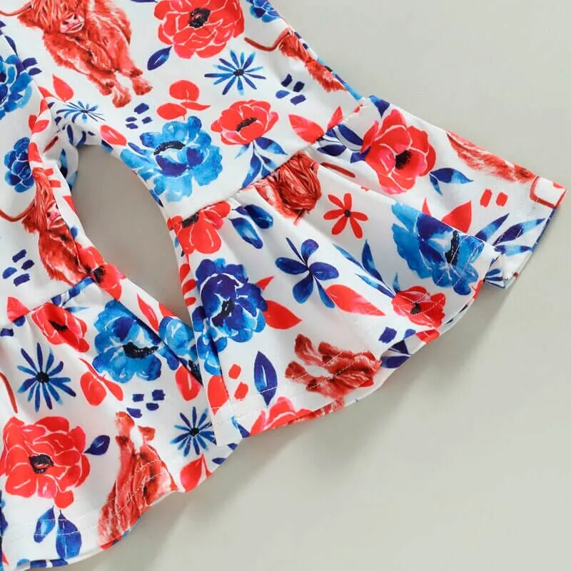 Highland Cow Floral Baby Jumpsuit