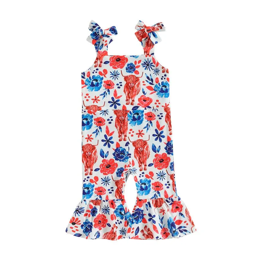 Highland Cow Floral Baby Jumpsuit