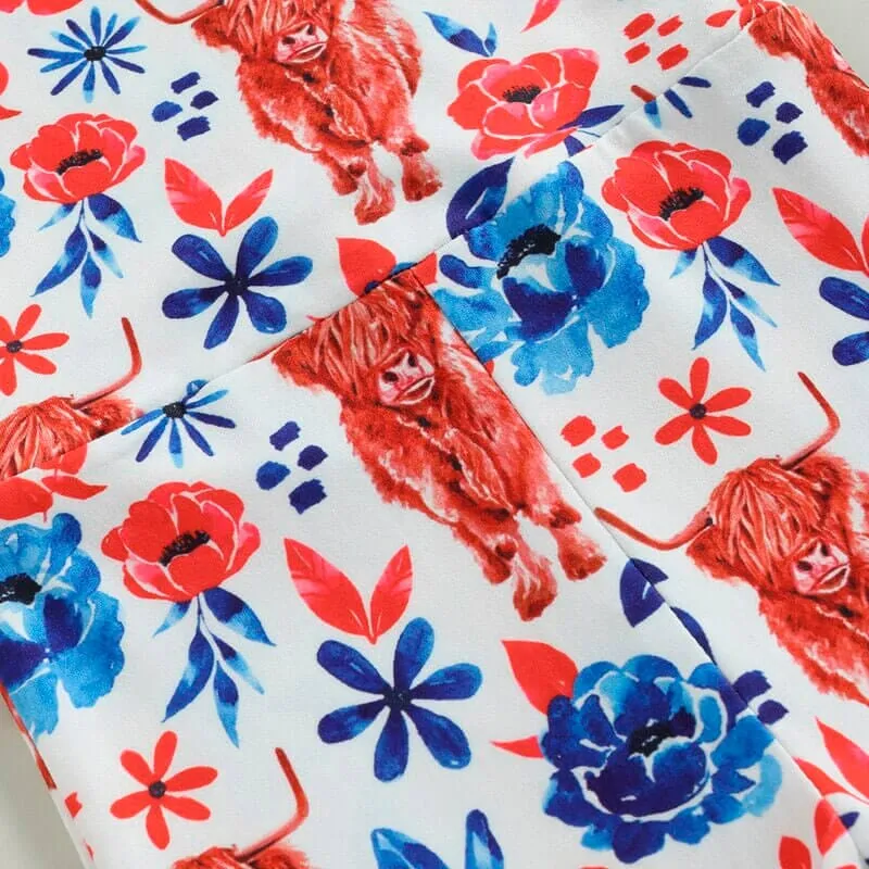 Highland Cow Floral Baby Jumpsuit