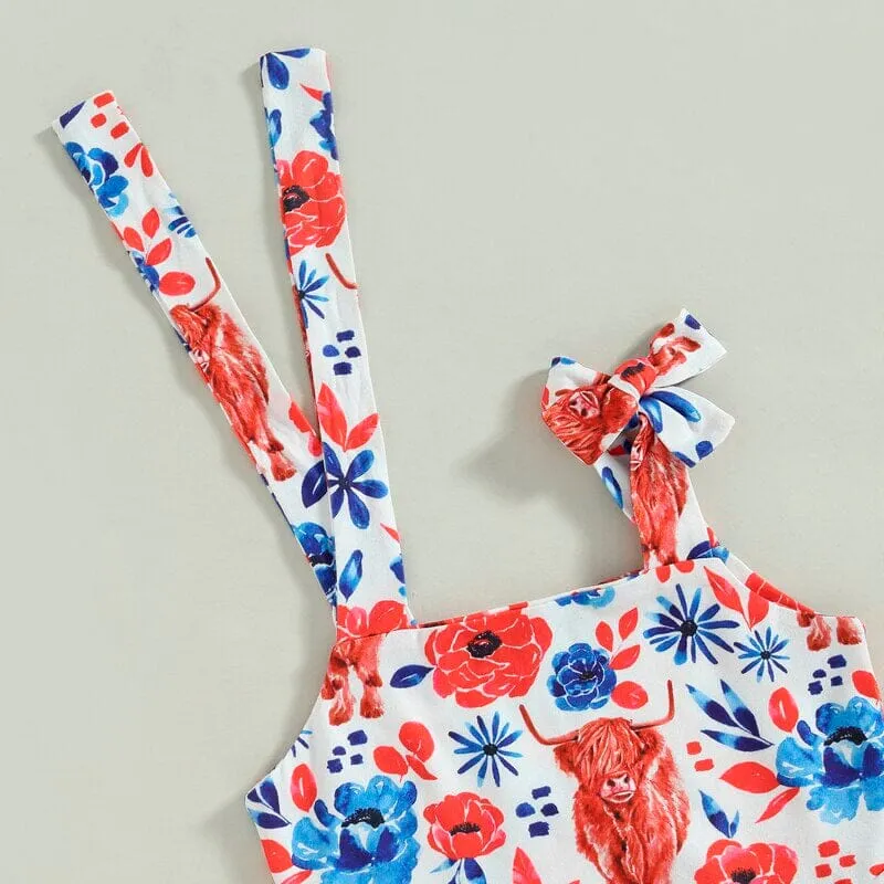 Highland Cow Floral Baby Jumpsuit