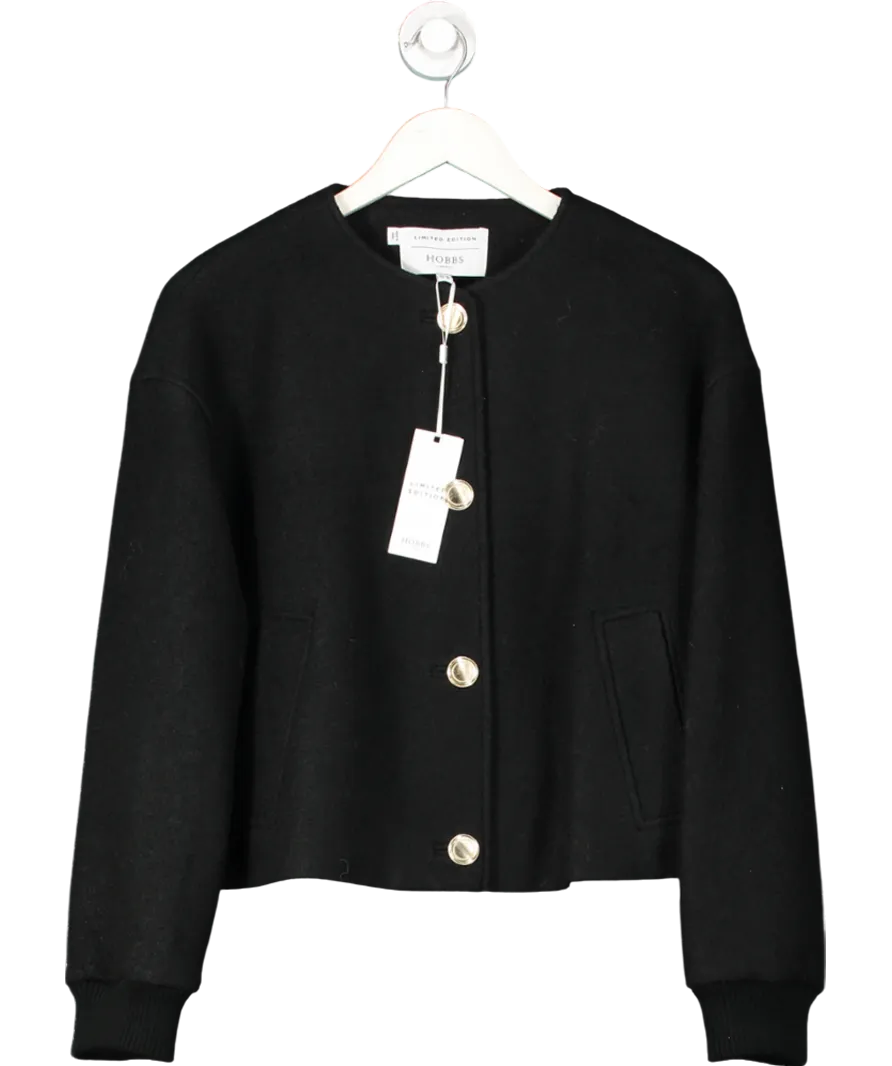 Hobbs Black Elsham Bomber Jacket With Wool UK 14