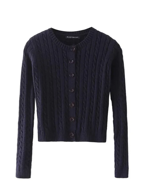 Irene Women's Retro Twist Single-Breasted Knitted Cardigan