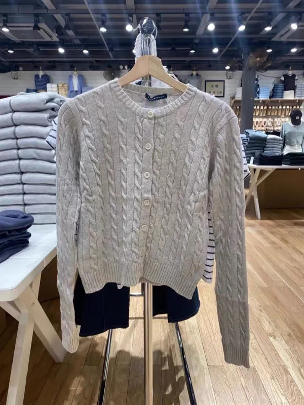 Irene Women's Retro Twist Single-Breasted Knitted Cardigan
