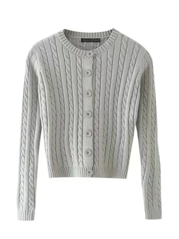 Irene Women's Retro Twist Single-Breasted Knitted Cardigan