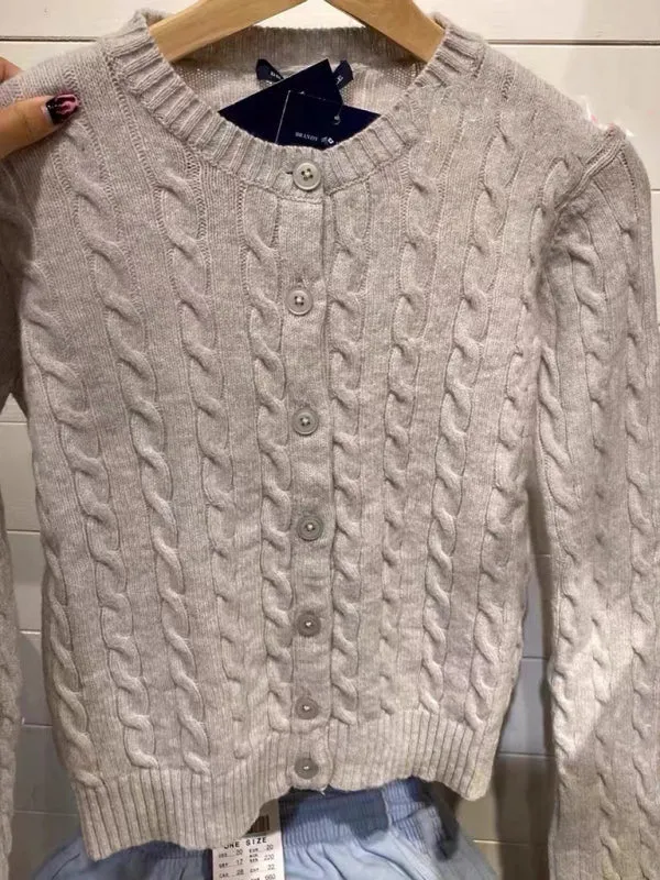 Irene Women's Retro Twist Single-Breasted Knitted Cardigan