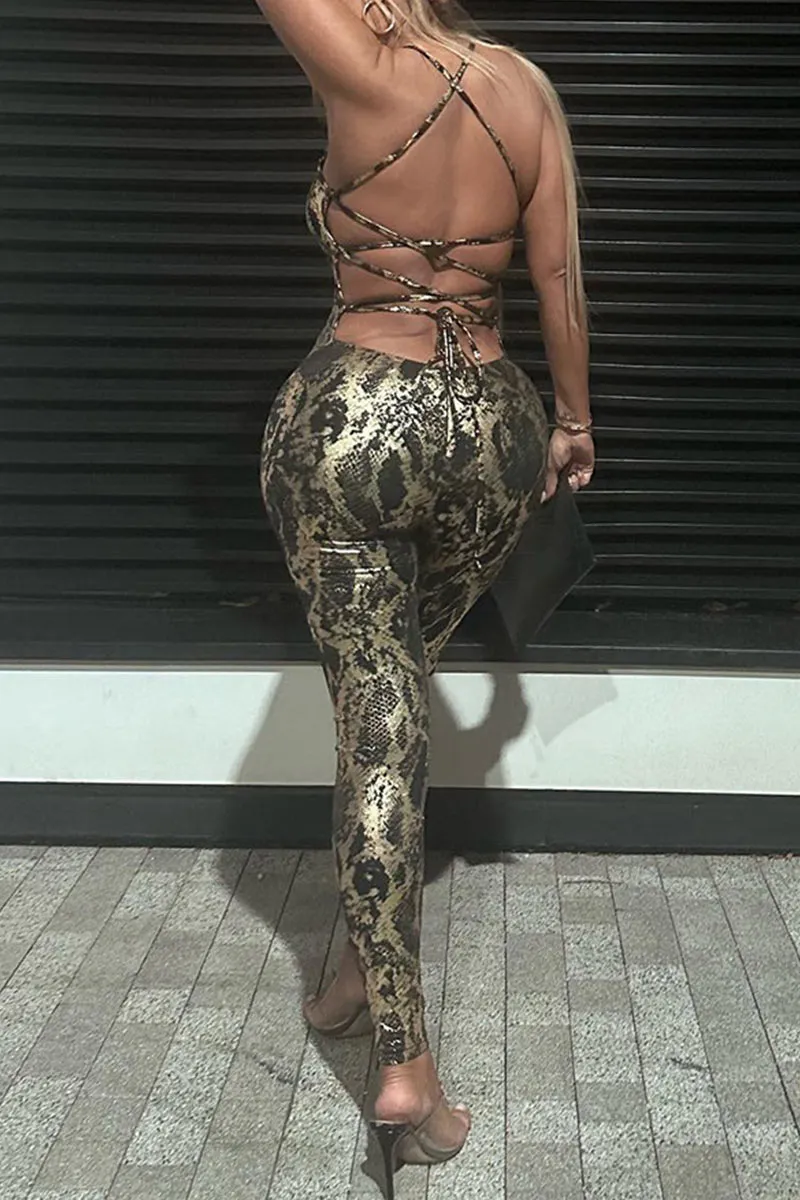JL0413 Metallic Bodycon Jumpsuits