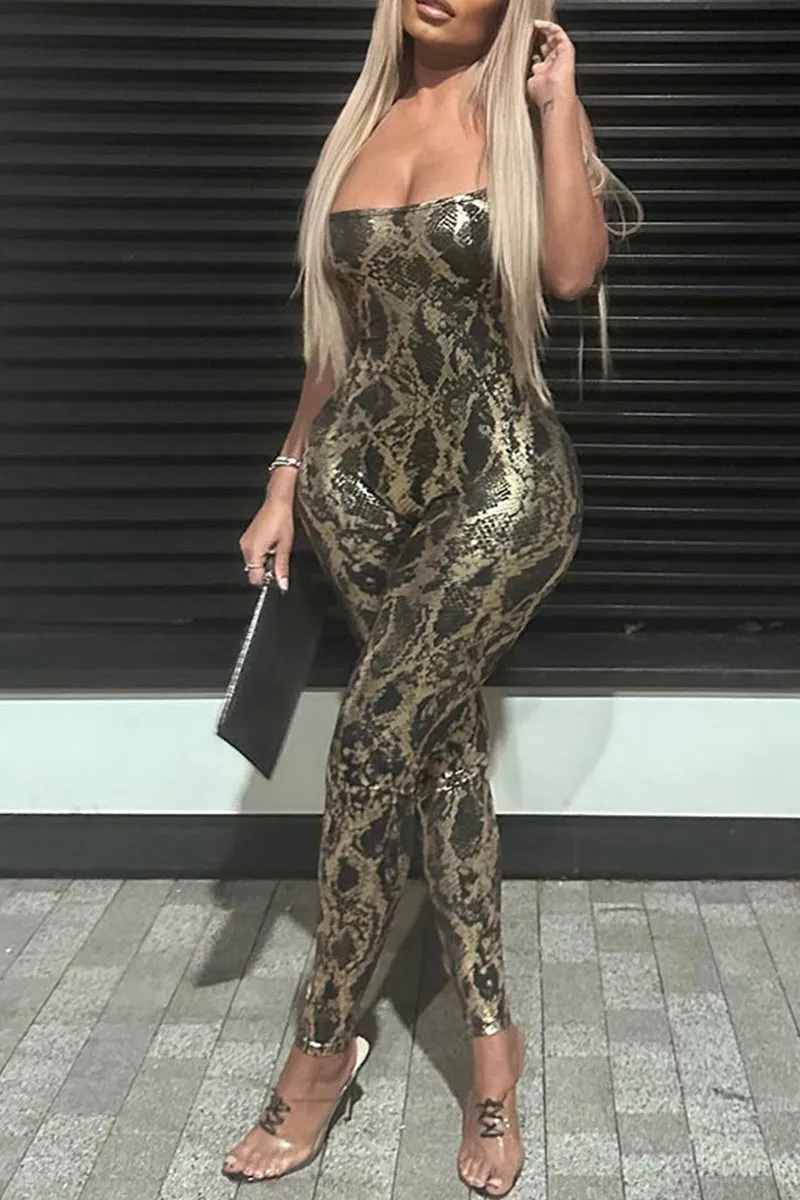 JL0413 Metallic Bodycon Jumpsuits