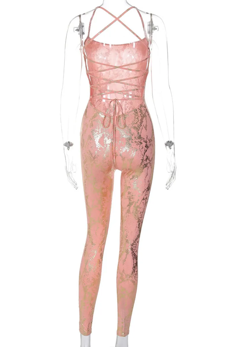 JL0413 Metallic Bodycon Jumpsuits