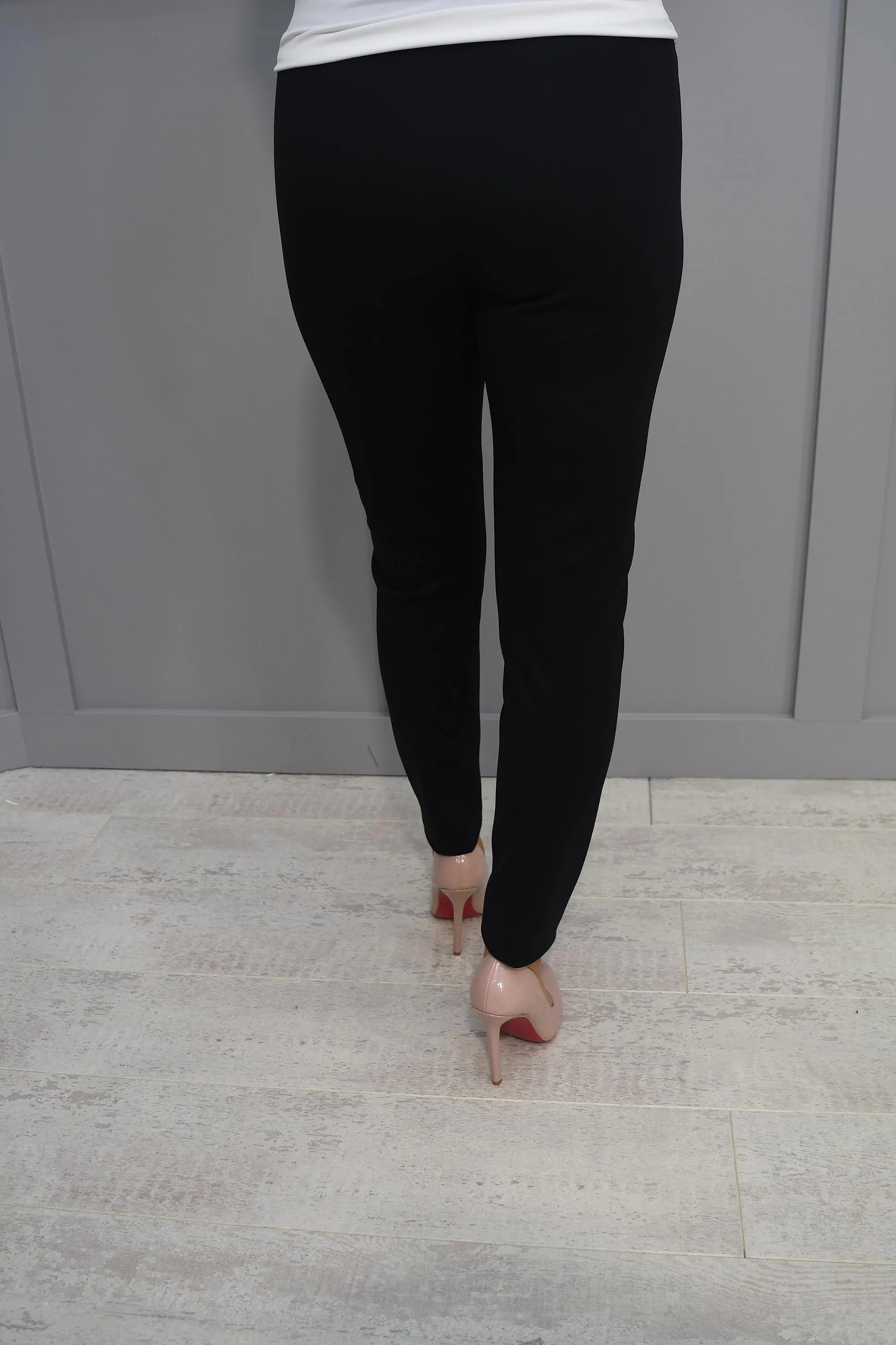 Joseph Ribkoff Black Trousers with Leather Panel & Zip Pocket Detail- 233012 11