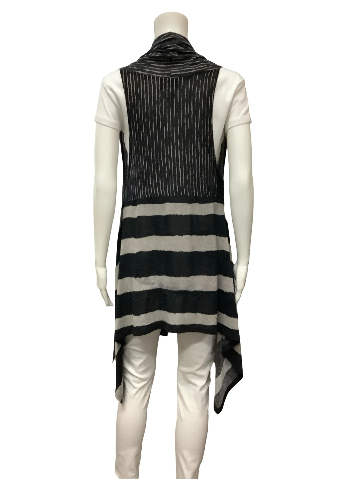 Joseph Ribkoff Cardigan Black & Grey Sleeveless Open Front Size: 8