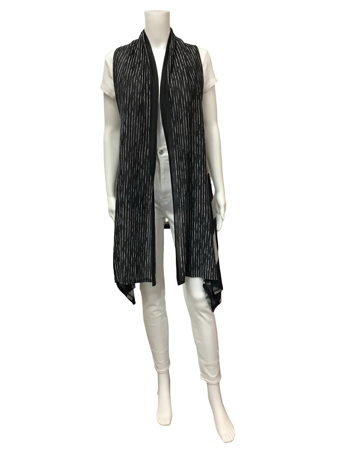 Joseph Ribkoff Cardigan Black & Grey Sleeveless Open Front Size: 8