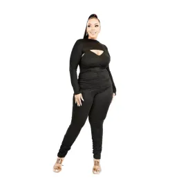 Kandi Two Piece Shrug and Ruched Jumpsuit Plus