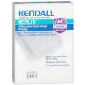 Kerlix AMD Antimicrobial Island Dressing Super Sponge 6" x 6-3/4" Square