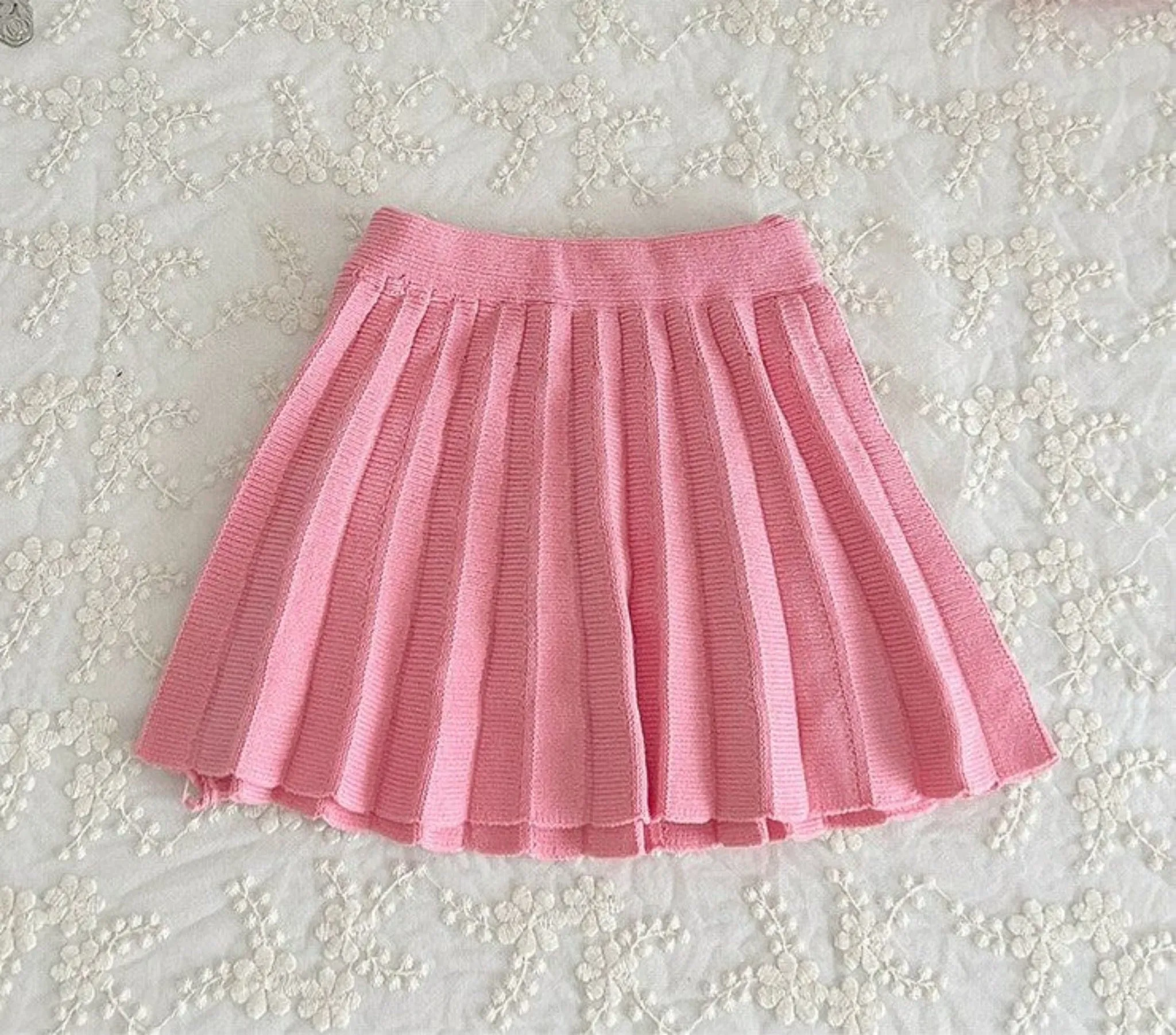 Knit Cotton Girls' Cardigan & Skirt Set