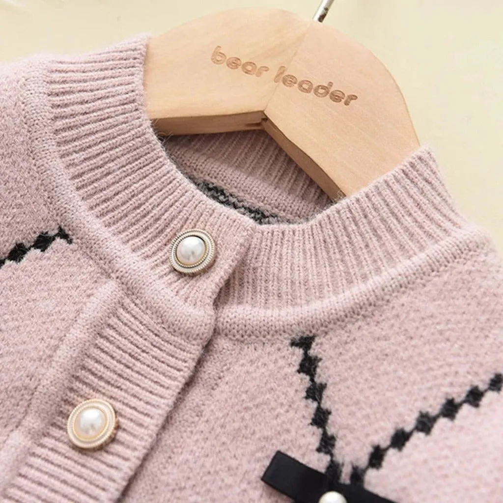 Knit Cotton Girls' Set with Pearls