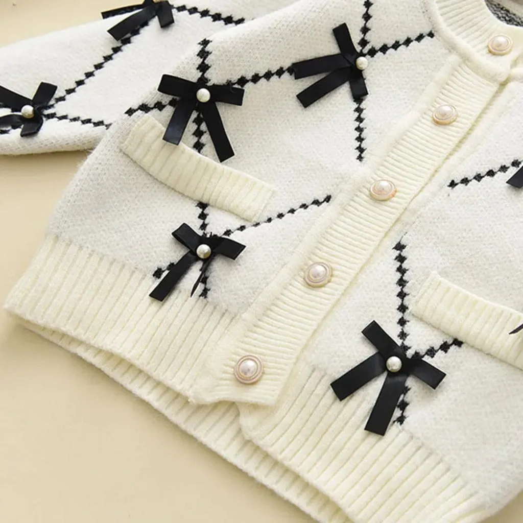 Knit Cotton Girls' Set with Pearls