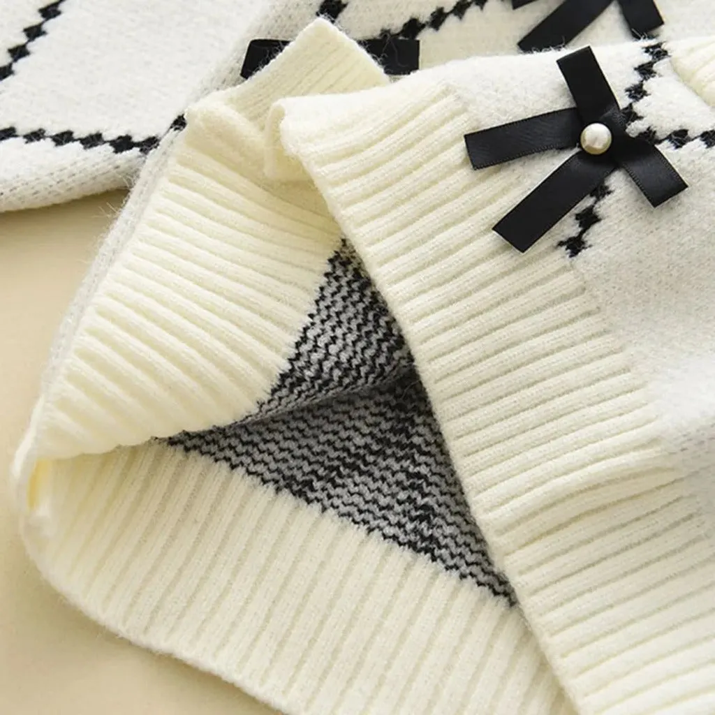 Knit Cotton Girls' Set with Pearls
