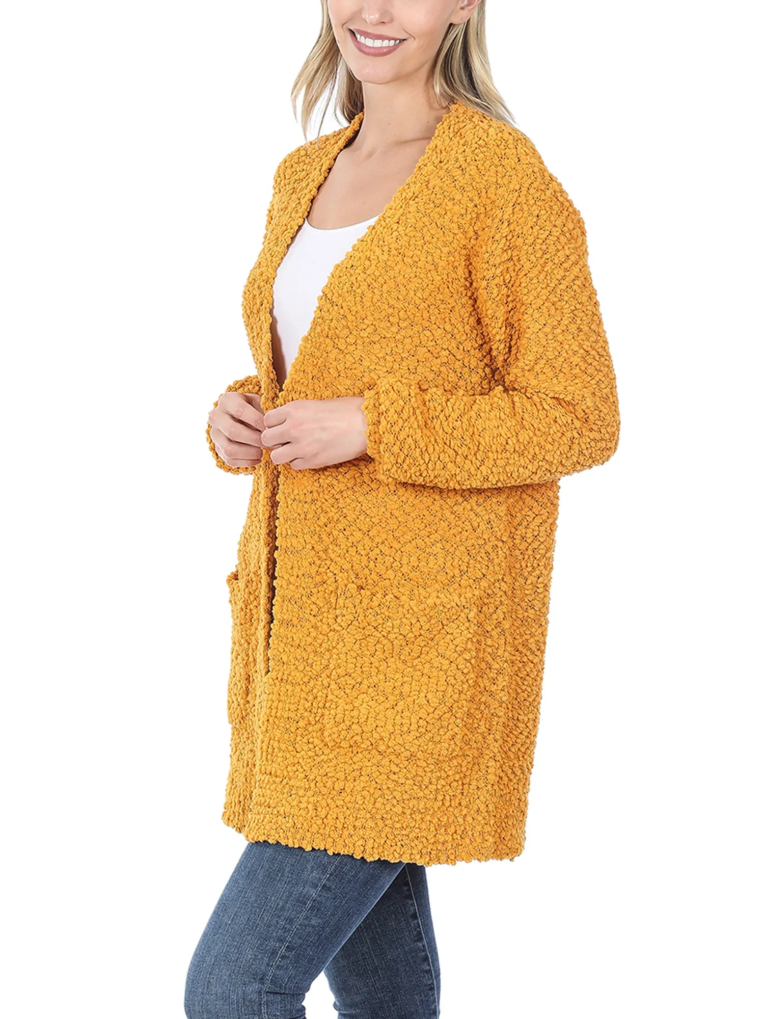 KOGMO Womens Popcorn Sweater Cardigan with Pockets