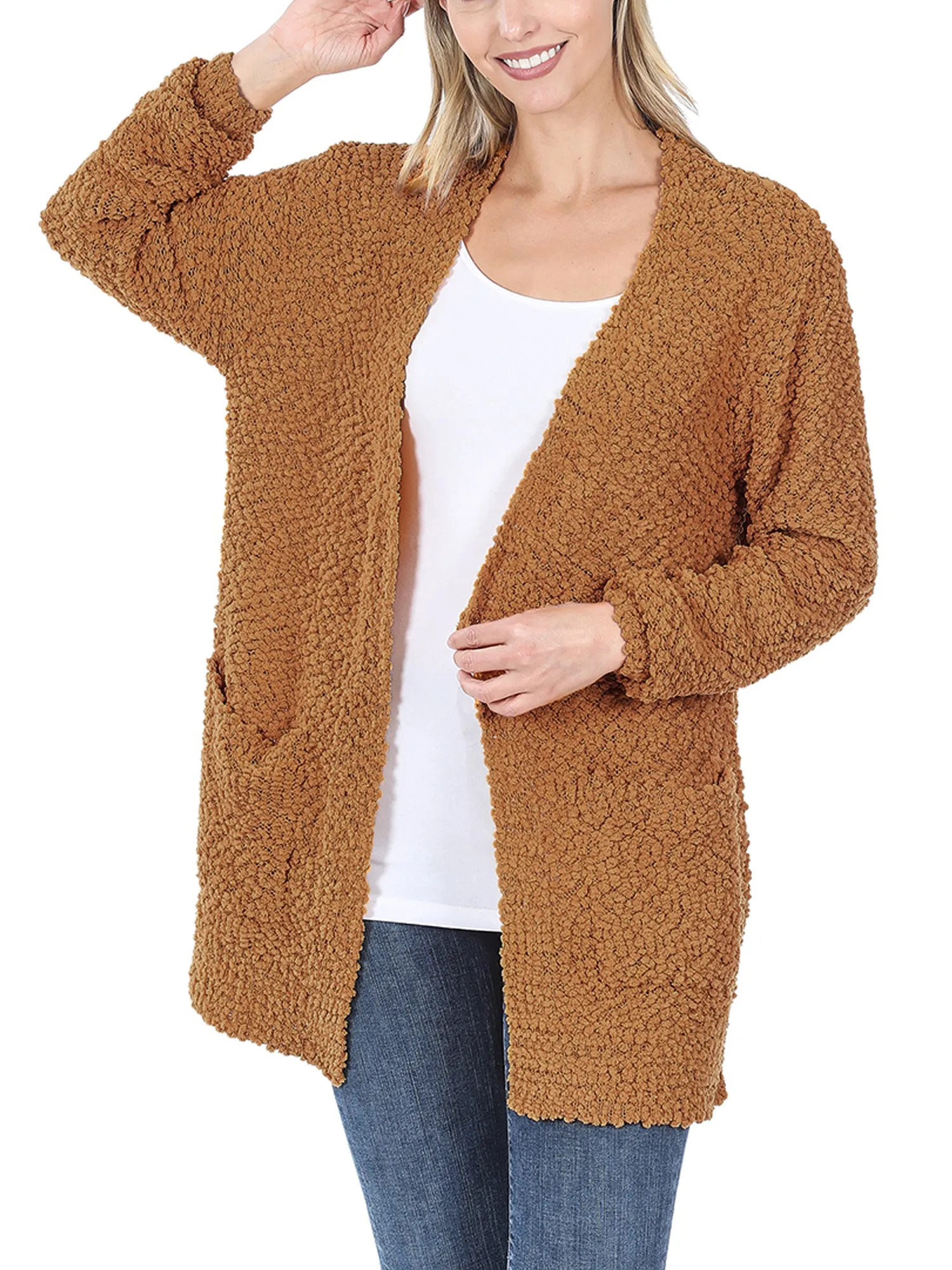 KOGMO Womens Popcorn Sweater Cardigan with Pockets