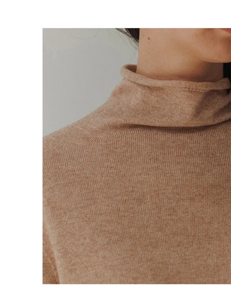 Korean Trendy Semi High Collar Pure Wool Sweater Women Autumn Winter Lazy Wind Pullover Keep Warm Slimming Bottoming Shirt