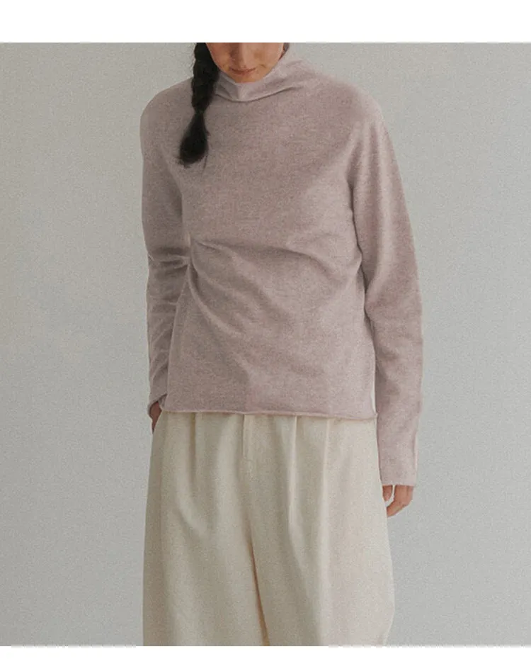 Korean Trendy Semi High Collar Pure Wool Sweater Women Autumn Winter Lazy Wind Pullover Keep Warm Slimming Bottoming Shirt