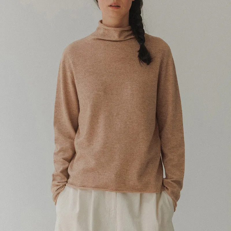 Korean Trendy Semi High Collar Pure Wool Sweater Women Autumn Winter Lazy Wind Pullover Keep Warm Slimming Bottoming Shirt