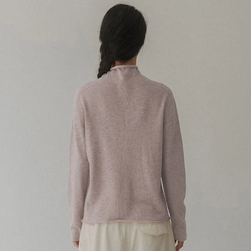 Korean Trendy Semi High Collar Pure Wool Sweater Women Autumn Winter Lazy Wind Pullover Keep Warm Slimming Bottoming Shirt