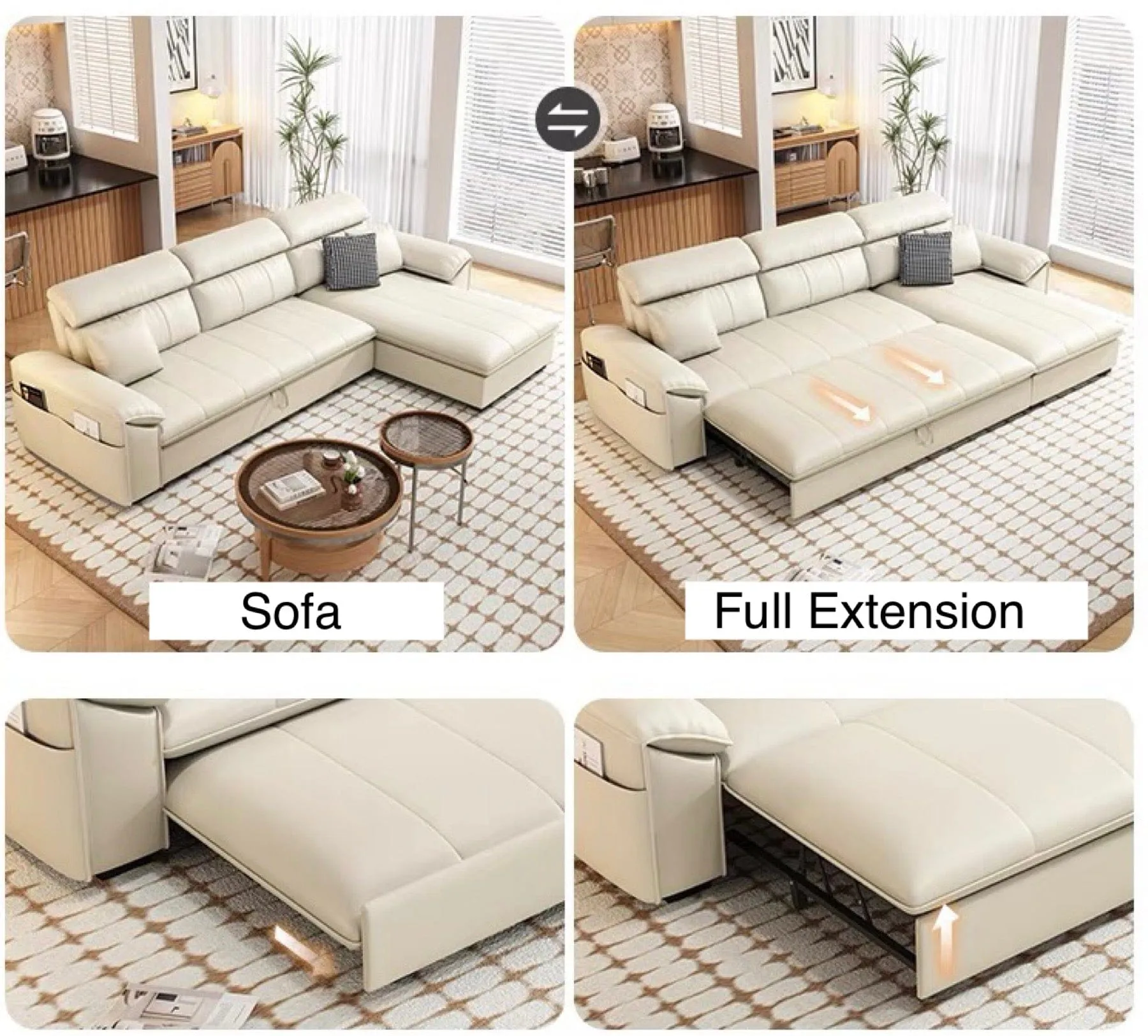 Kraven Scratch Resistant Leather Sofa Bed