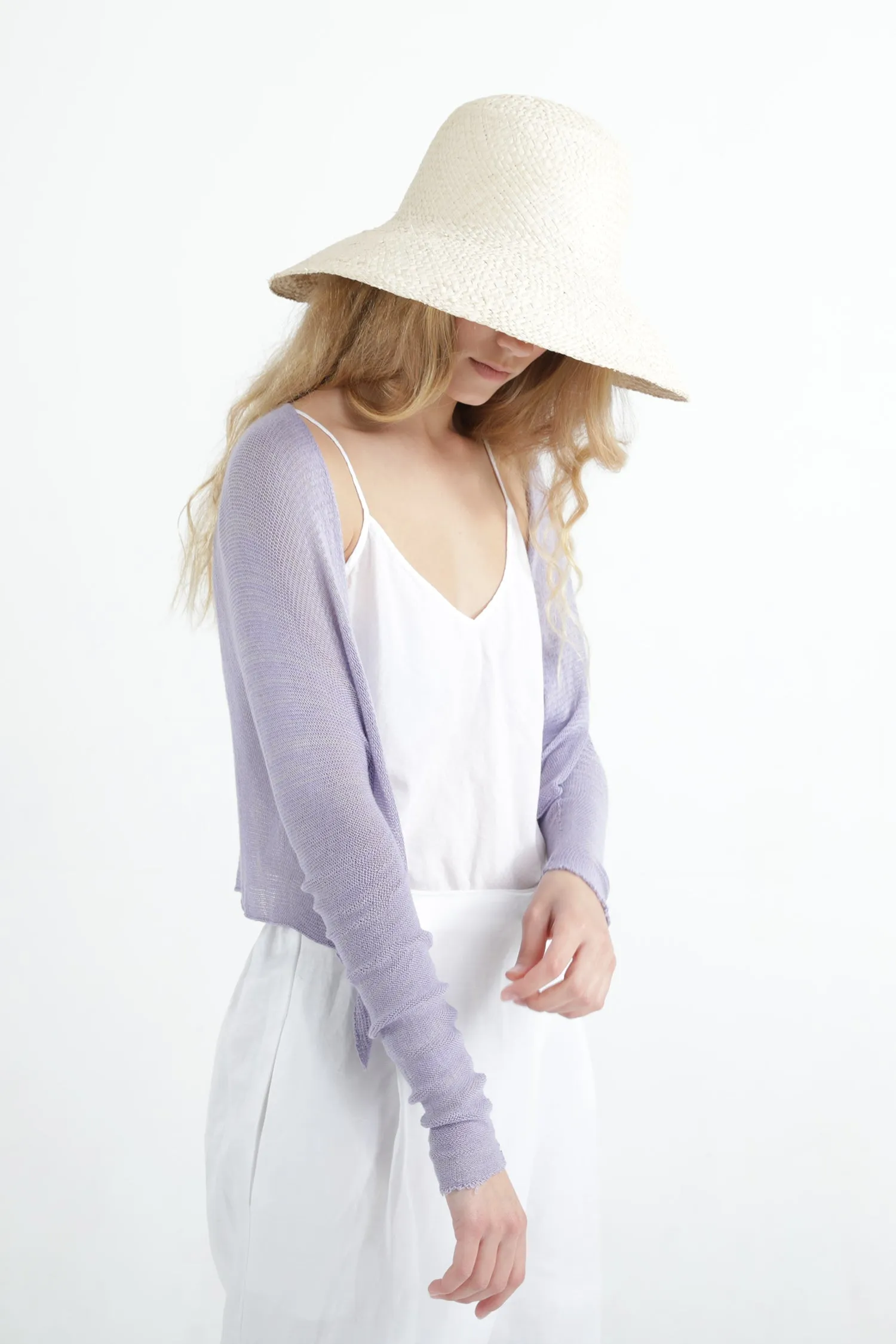 Lavender Light Purple Short Light Bamboo Cardigan
