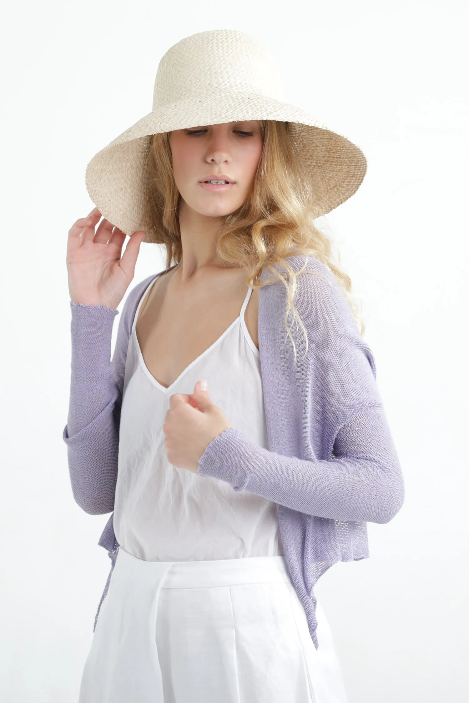 Lavender Light Purple Short Light Bamboo Cardigan
