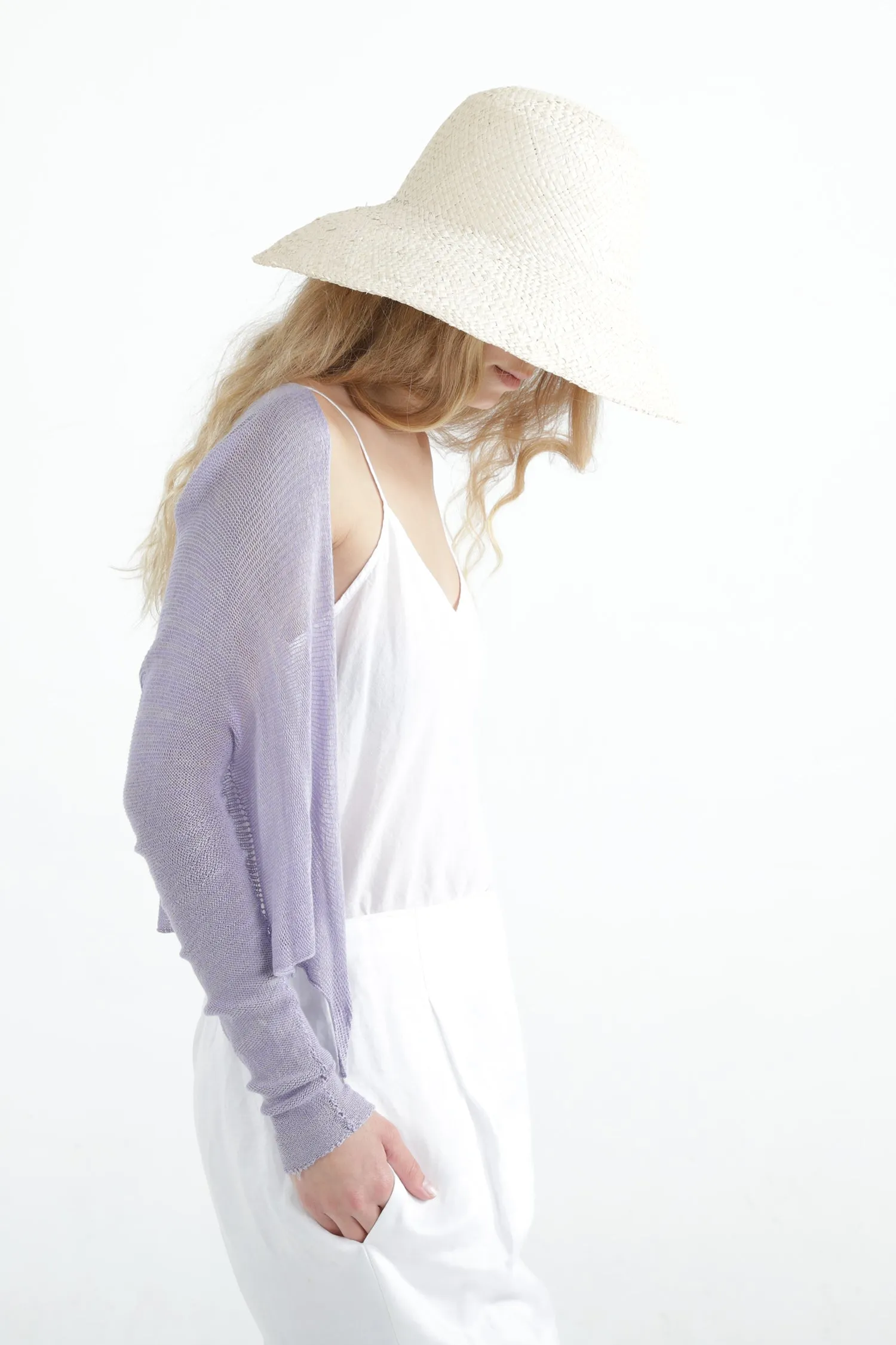 Lavender Light Purple Short Light Bamboo Cardigan