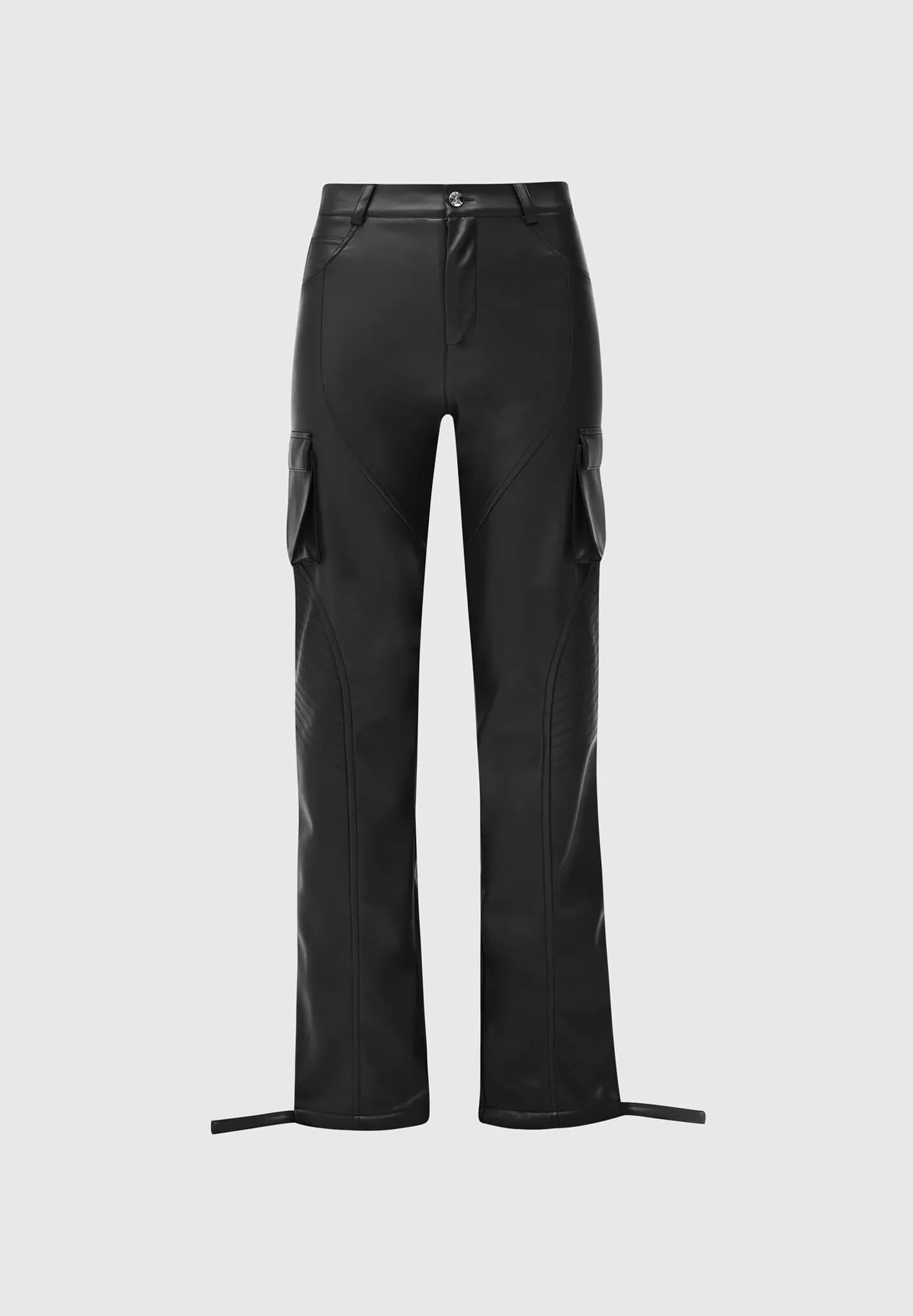Leather Biker Trousers - Black
