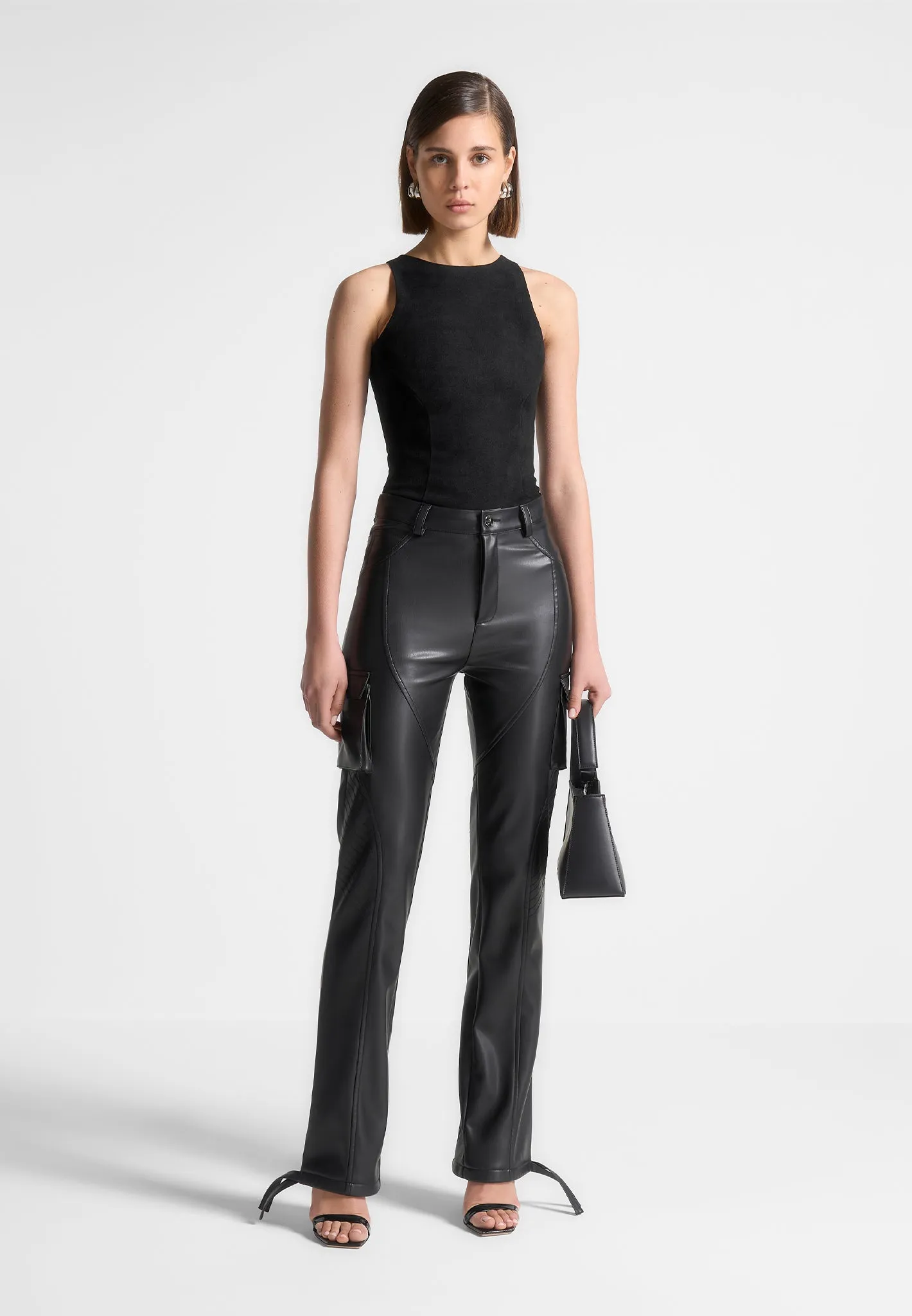 Leather Biker Trousers - Black