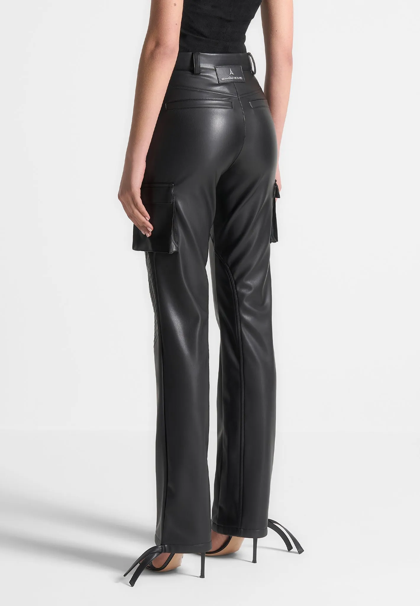 Leather Biker Trousers - Black