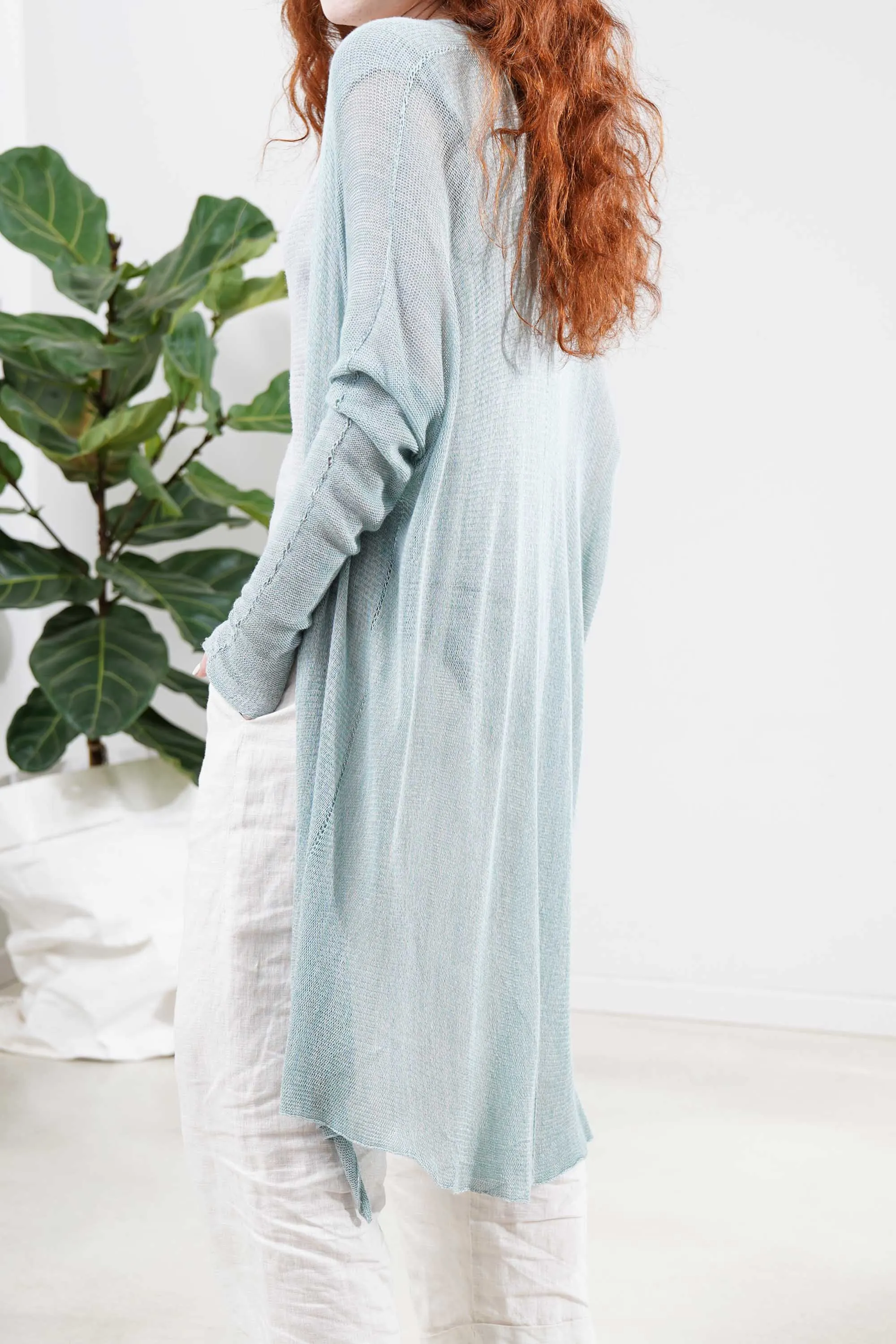 Light Teal mint Long Bamboo Cardigan