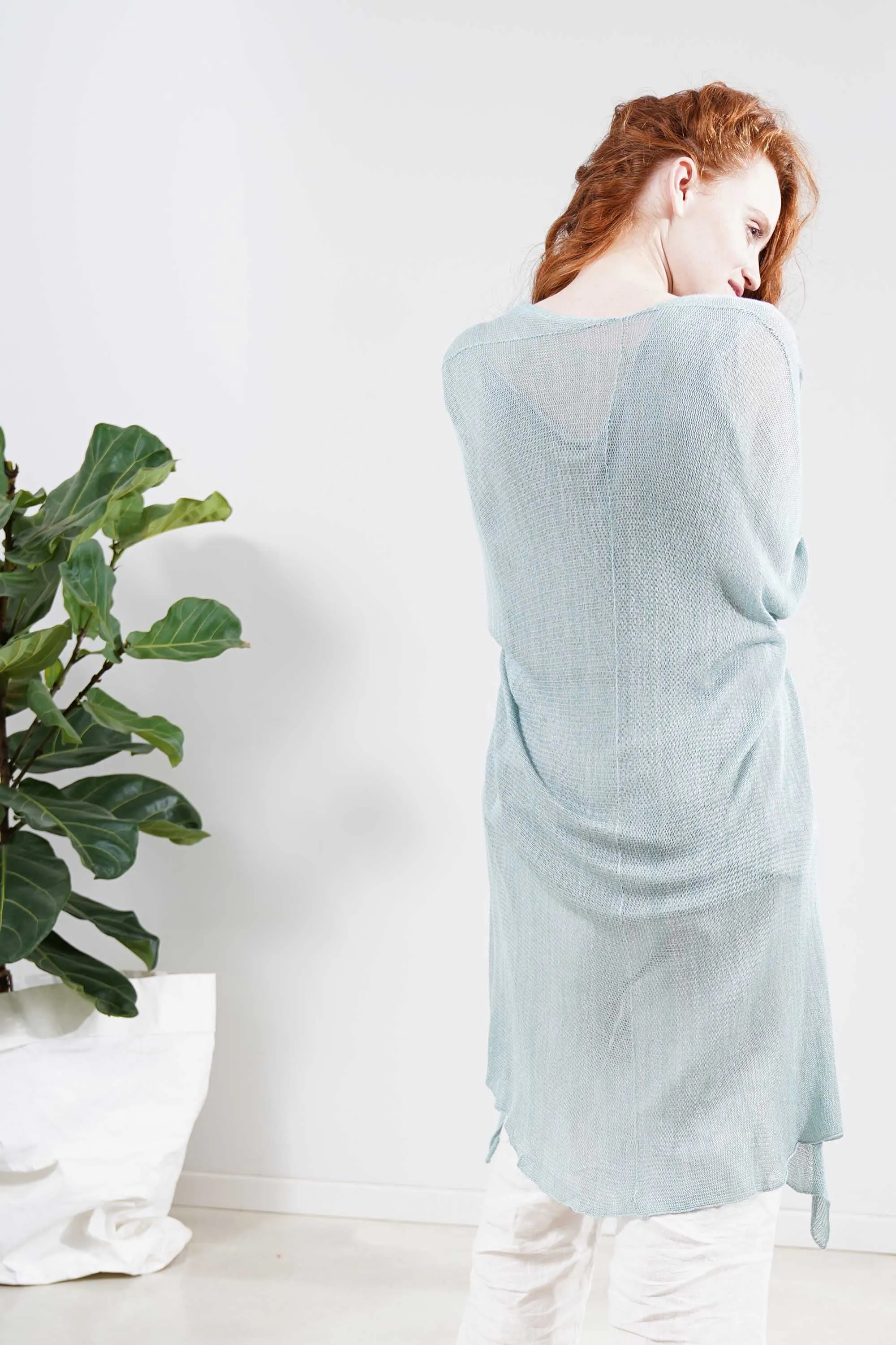 Light Teal mint Long Bamboo Cardigan