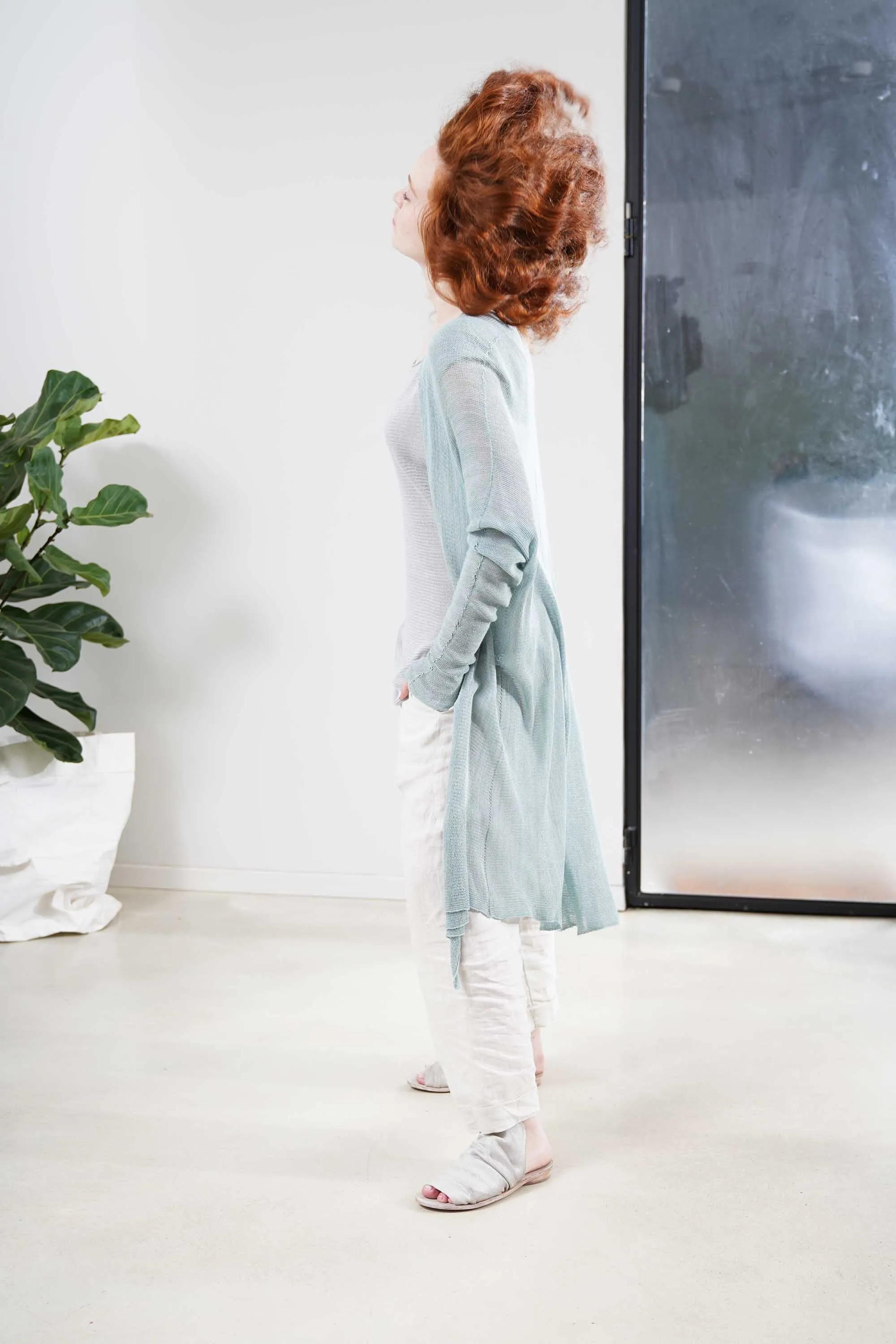 Light Teal mint Long Bamboo Cardigan