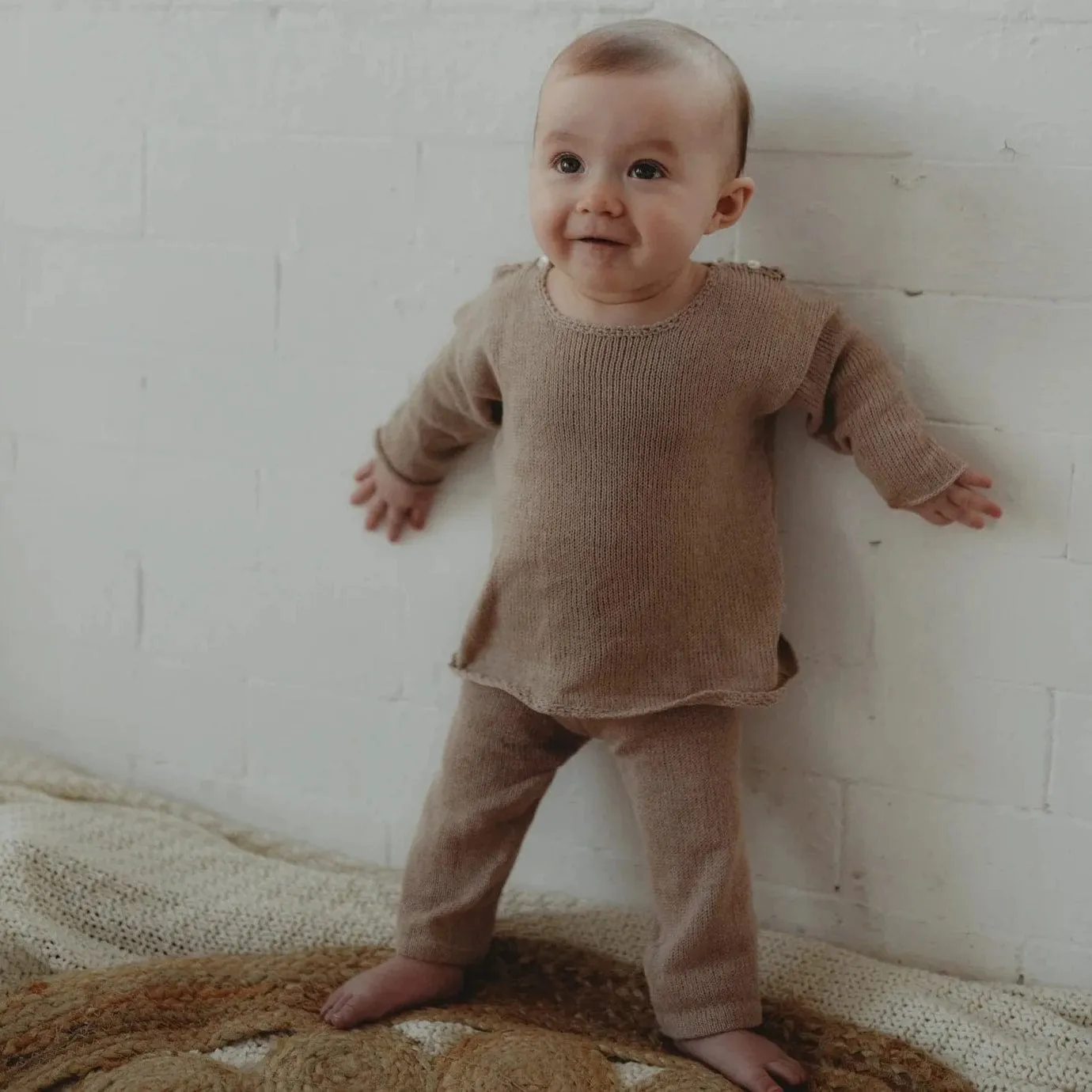 Lightweight Organic Cotton Baby Trousers (Sand)