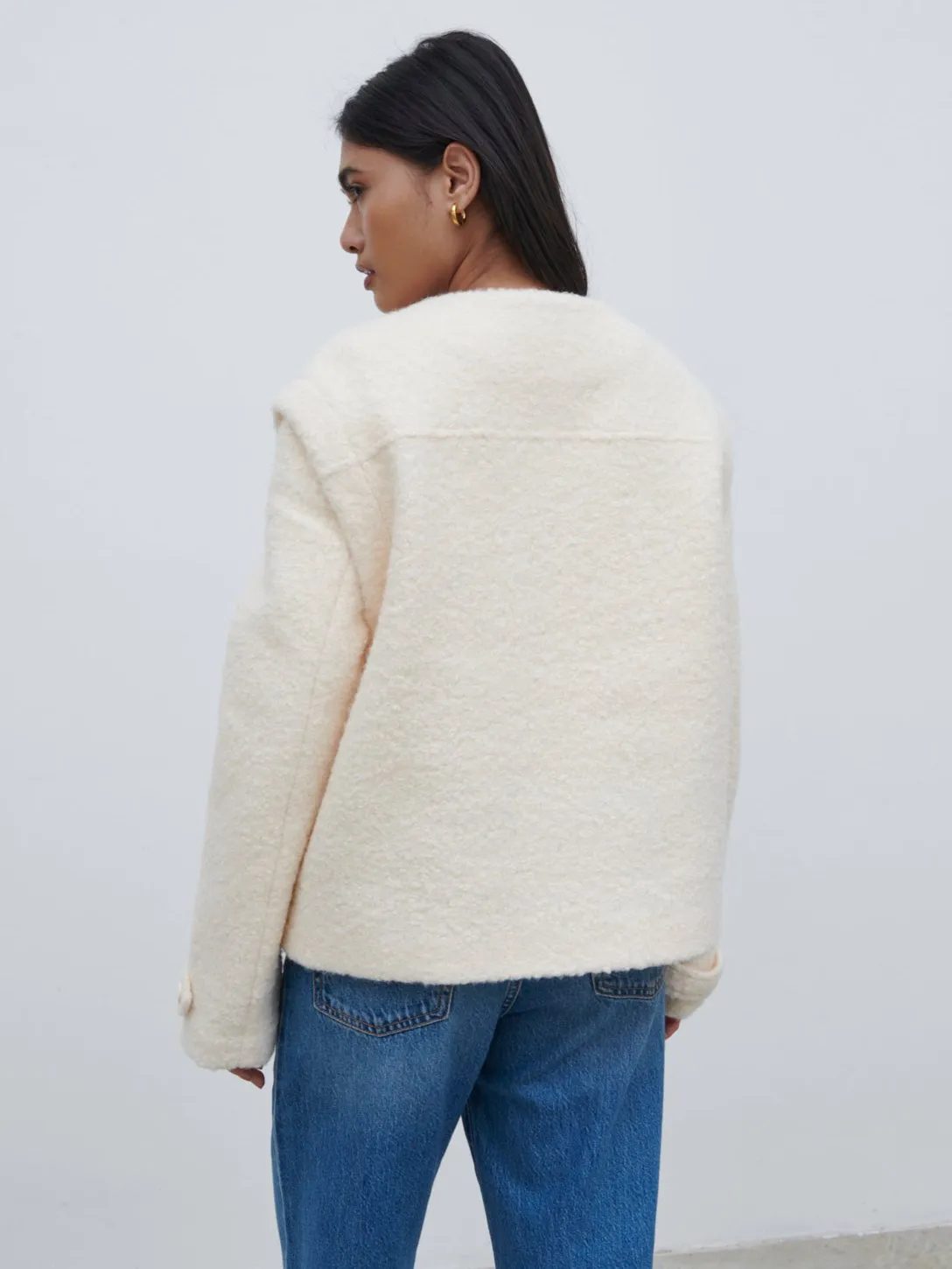 Lilia Cropped Boucle Jacket and Gilet - Cream