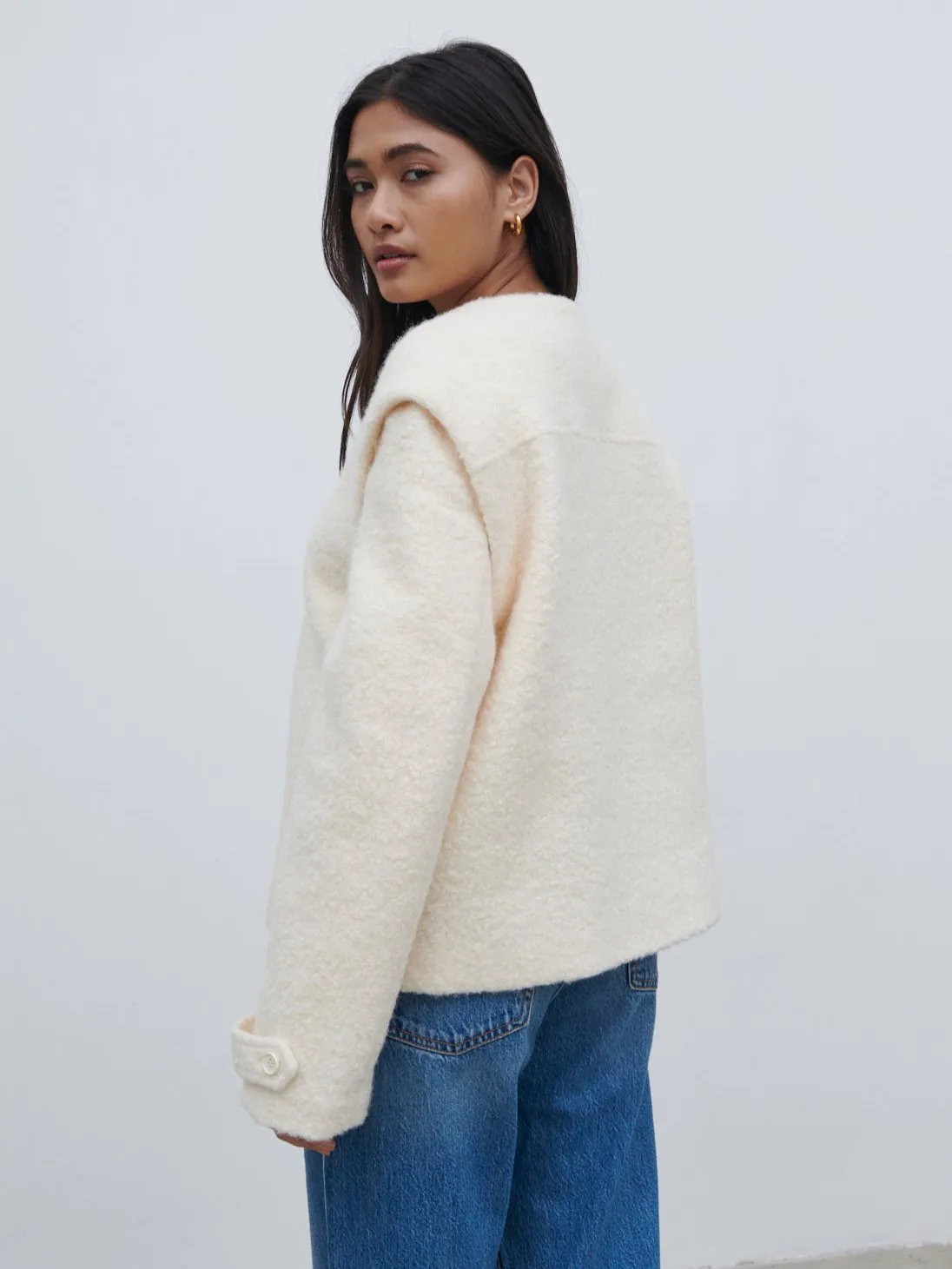 Lilia Cropped Boucle Jacket and Gilet - Cream