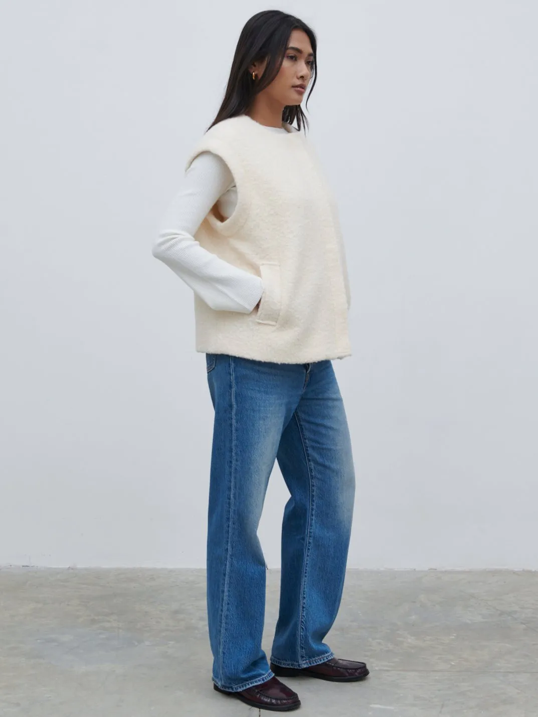 Lilia Cropped Boucle Jacket and Gilet - Cream